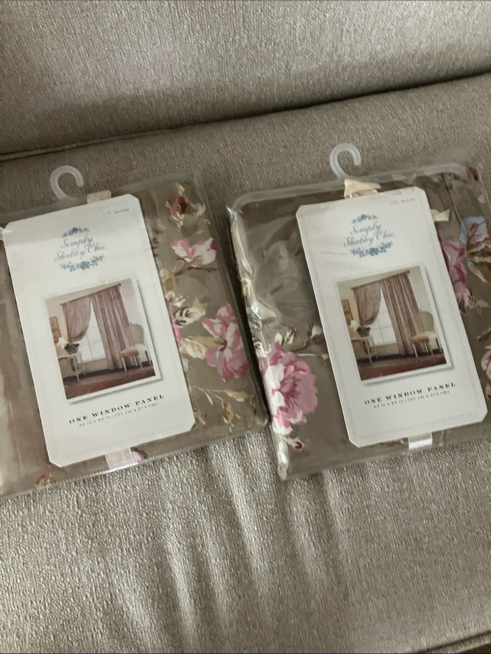 Simply Shabby Chic Taupe Floral Curtain Panel -2